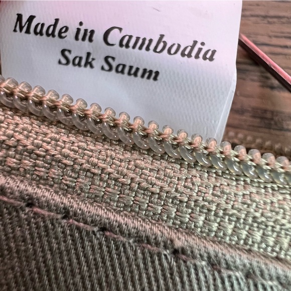 For Freedom By Sak Saum Woven Jute Natural Laced Zip Coin Purse Clutch Wallet - Picture 5 of 7